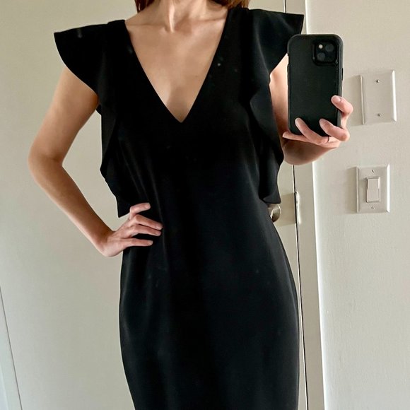 Formal Black Mid-Length Dress Size 8 - Picture 2 of 9